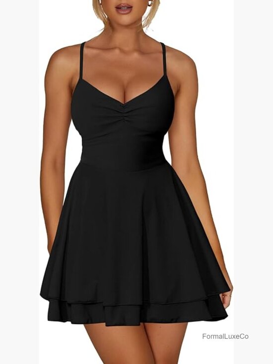 Dresses & Skirts - Women's Corset Mini Dress Spaghetti Strap Ruffle Backless Party
